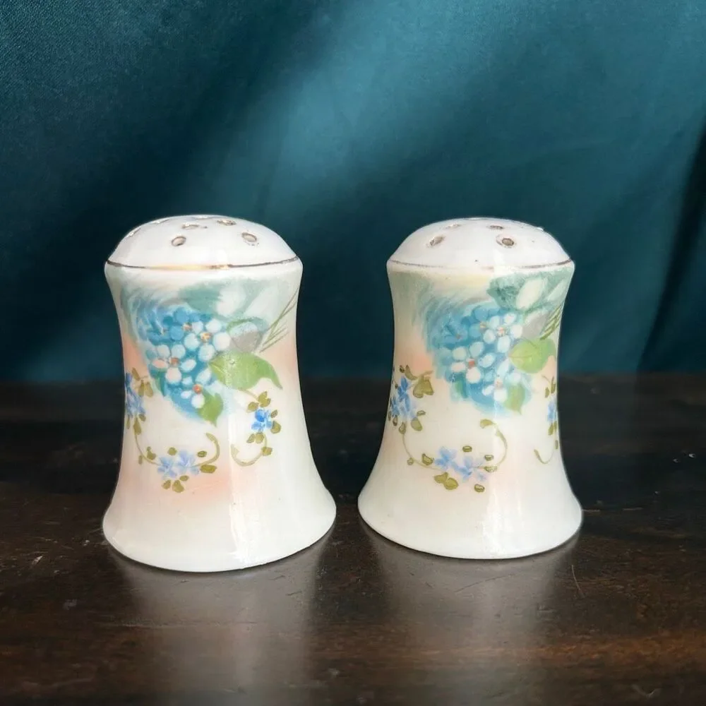1940s Takito Japan Hand Painted Floral Salt and Pepper Shakers